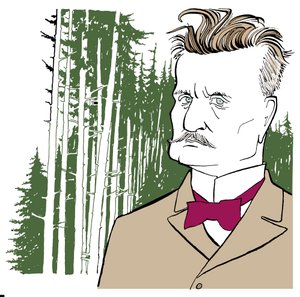 Jean Sibelius contra o fundo de um bosque finlandês de John Minnion