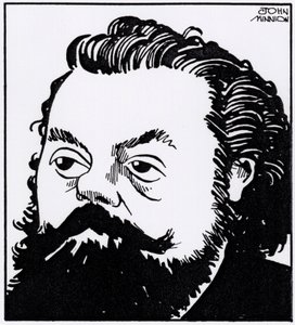 Modest Petrovich Mussorgsky, retrato caricatural de John Minnion