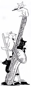 Saxofone e flauta (desenho) de John Minnion