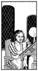 Thomas Tallis - caricatura sentado à secretária - compositor inglês - 30 de janeiro de 1505 - 23 de novembro de 1585 de John Minnion