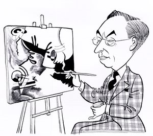 Vassily ( Wassily ) Kandinsky, caricatura com cavalete de John Minnion