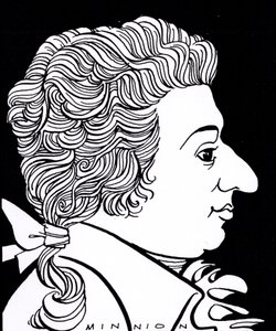 Wolfgang Amadeus Mozart - caricatura de John Minnion