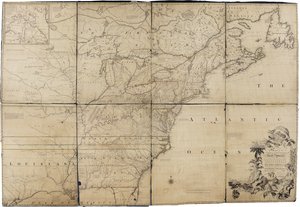 Um mapa dos domínios britânicos e franceses na América do Norte por Mitchell