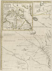 Um mapa dos domínios britânico e francês na América, 1756 (gravura com cor de contorno no papel)