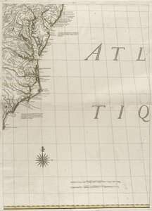 Um mapa dos domínios britânico e francês na América, 1756 (gravura com cor de contorno no papel)