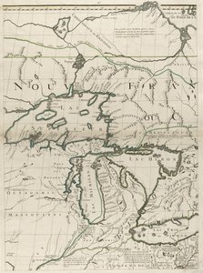 Um mapa dos domínios britânico e francês na América, 1756 (gravura com cor de contorno no papel)