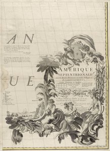 Um mapa dos domínios britânico e francês na América, 1756 (gravura com cor de contorno no papel)