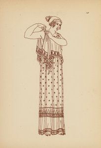 Fato de mulher da Grécia Antiga (litografia)