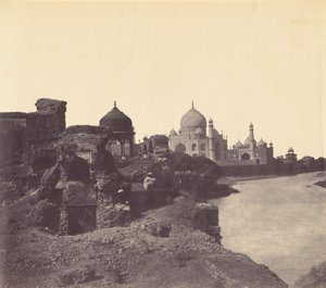 Taj Mahal visto do Oriente,c. 1858-1862 (foto) de John Murray