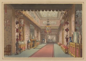 Galeria chinesa como era, placa XV em ilustrações do palácio de Sua Majestade em Brighton ... de John Nash
