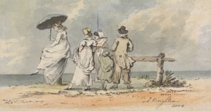 Em Brighton, 1804: Três Mulheres, Criança e Homem Olhando para o Mar