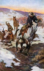 Trabalho de Inverno para os Cowboys (cor litho) de John Norval Marchand