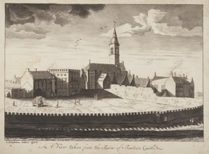 St Andrews Delineado - Uma vista tirada das Ruínas do Castelo de Beatons (caneta e papel) de John Oliphant