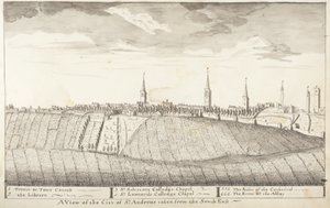 St Andrews Delineated - Uma vista da cidade de St Andrews, tirada do sudeste (caneta e papel) de John Oliphant