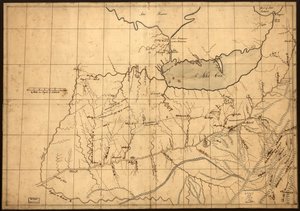 (Mapa de um comerciante da região de Ohio antes de 1753. LOC gm71002324 de John Patten