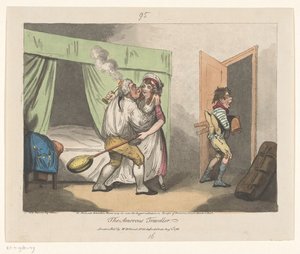 De Lustige Reiziger O Viajante Amoroso (título no objeto) de John Pettit (attributed to)