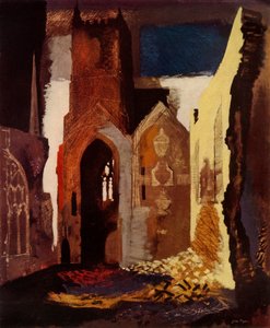 "Uma ruína de John Piper harmonizando o equilíbrio decorativo", 1949. de John Piper