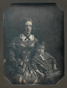 Elizabeth Bakewell James e seu filho, Frank B. James, ca. 1846. de John Plumbe Jr..