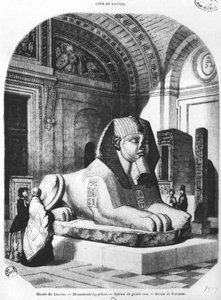 A Esfinge de granito rosa nos quartos egípcios no Museu do Louvre, ilustração de &39;Le Magasin Pittoresque&39;, depois de um desenho de Freeman, de julho de 1851 de John Quartley