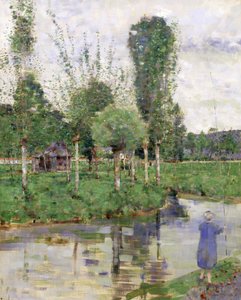 No rio, Sainte-Gertrude, Caudebec, Normandia (óleo sobre tela) de John Quinton Pringle