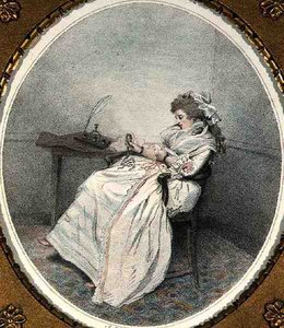 Contemplando a Miniatura, gravada e pub. pelo artista de John Raphael Smith