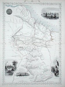 Guiana Britânica, de uma série de Mapas Mundiais publicada por John Tallis & Co., New York & London