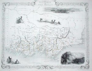 Victoria ou Port Phillip, Austrália, de uma série de World Maps publicada por John Tallis & Co, New York & London