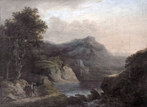 Cena de montanha com um lago