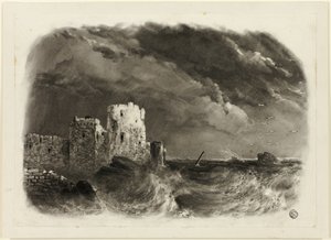 Castelo em ruínas à beira-mar de John Rawson Walker