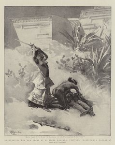 Ilustrando a nova história de H Rider Haggard, intitulado Filha de Montezuma