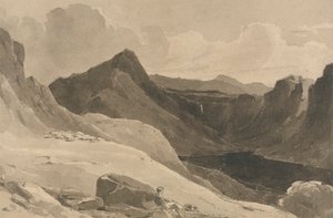 Uma paisagem de montanha com um Pastor de John Renton