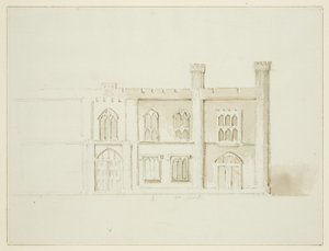 Plano do Sr. Garrard para os Edifícios Municipais propostos na Praça Queen (desenho, aguarela) de John Reverend Eden