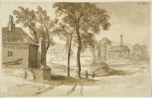 Vista perto de Mardyke, Limekiln Lane Glasshouse, do lado sul do porto, c.1820 (lápis & aquarela sobre papel)