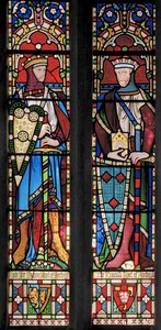Cavaleiros do século XIV, antepassados de Granville, 1859-60 (vitral)