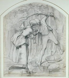 The Crossing, c.1860 (lápis a bordo) de John Richard Clayton