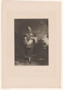 Jovem mulher com capuz e cesto numa paisagem
Capuchinho Vermelho (título sobre o objecto) de John Richardson Jackson