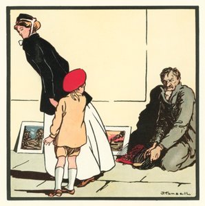 Kensington Rhymes: The Pavement Artist (cor litho) de John Robert (after) Monsell
