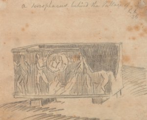 Um sarcófago atrás do palácio de John Robert Cozens