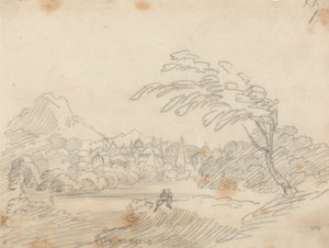 Vista à distância de uma cidade imaginária de John Robert Cozens