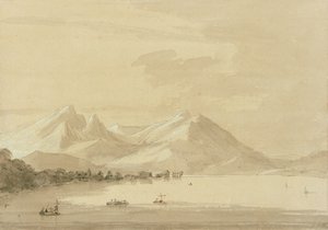 Lago de Como (lápis e tinta sobre papel) (par de 111238) de John Robert Cozens