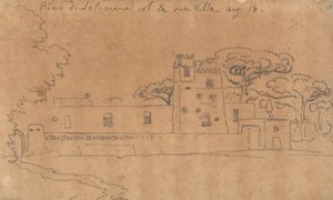 Pinheiros de Solimena com a sua Villa, 18 de agosto de John Robert Cozens