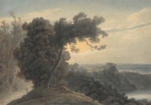 O lago de Albano e Castel Gandolfo de John Robert Cozens