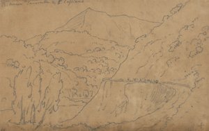 Em cima: Entre Tavernelle e Capriano; em baixo: Lago di Bolsena (grafite sobre papel assentado)