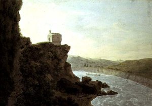 Vista no Tibre, perto de Ponte Molle, a três milhas de Roma de John Robert Cozens