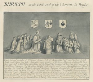 Placa de latão na Igreja Biddulph - William Bowyer de Knipersley: desenho a caneta e lavagem, sd [ de John Robert Fernyhough