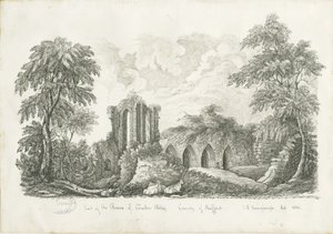 Croxden Abbey: desenho a tinta e caneta