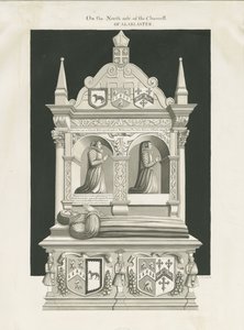Eccleshall Church - Túmulo do Bispo William Overton: desenho sépia, nd [19 cêntimos] (desenho)