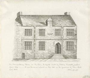 Lichfield - Sala de banquete no The Close: desenho de lavado sépia, nd [início do século XIX] (desenho) de John Robert Fernyhough