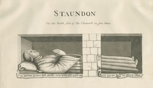 Igreja Standon - Túmulo da Muralha de Nicholas Hyde: desenho em sépia, séc. de John Robert Fernyhough