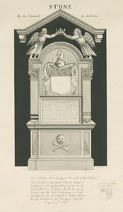 Pedra - Túmulo de Thomas Crompton: desenho sépia
